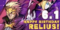 2018. <i>Today is Relius Clover’s birthday! An alchemist known as the ‘Mad Puppeteer,’ he first appeared in BBCS2. His Astral Heat, wherein he observes the characters that he traps, is something to behold!</i>